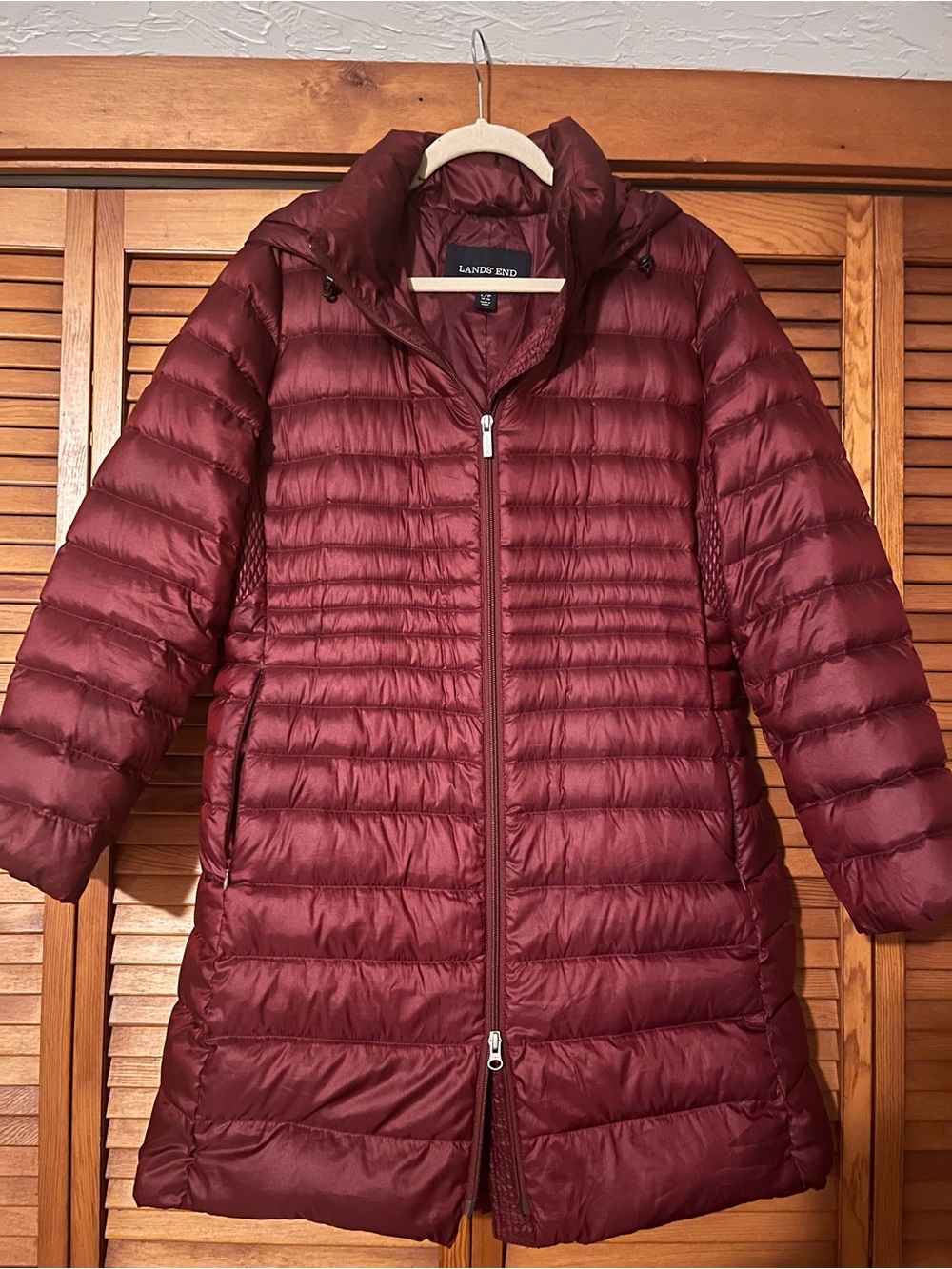 Lands' End Women's Wine Red Packable Puffer Coat
